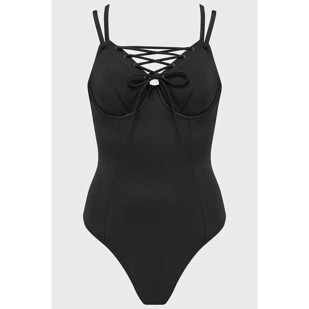 Killstar cryptic current gritty grotto one piece swimsuit laceup